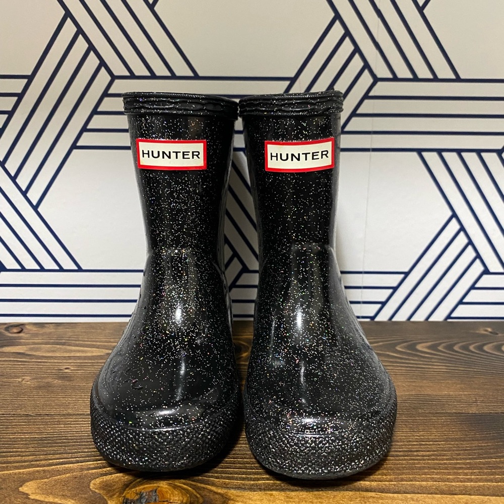 Black glittery toddler Hunter boots